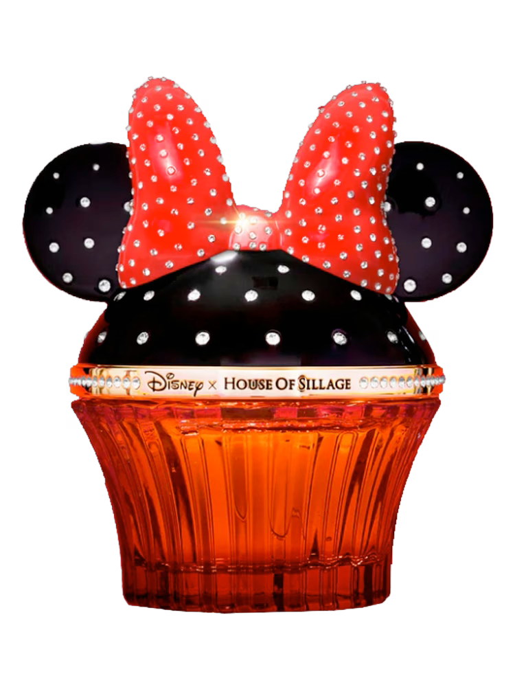 Red cupcake-shaped container with black polka dot bow and ears, featuring Disney x House of Sillage branding.