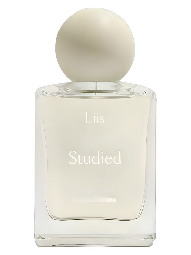 Perfume bottle labeled 'Studied' by Liis on a white background